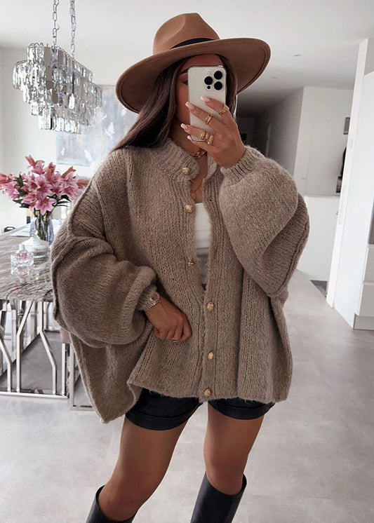 Elora – Oversized Button Front Knit Cardigan