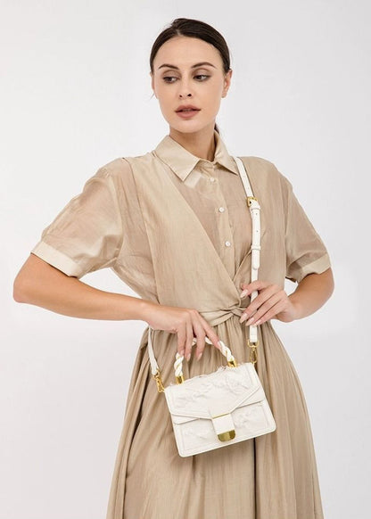 Roselle - Lace-Embellished Mini Top-Handle Bag with Scarf Detail