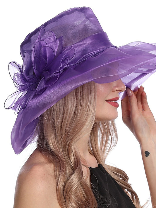 Party Hat Party Wedding Street Floral Pure Color Yellow Red Hat Blue Purple Fall Winter Spring for Women