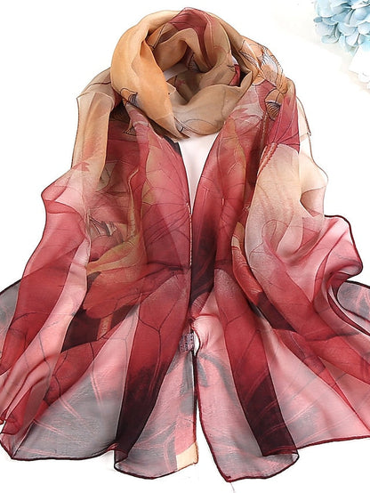 Chiffon Scarf Party Red Scarf Tie Dye / Purple / Fall / Winter / Spring / Summer for Women