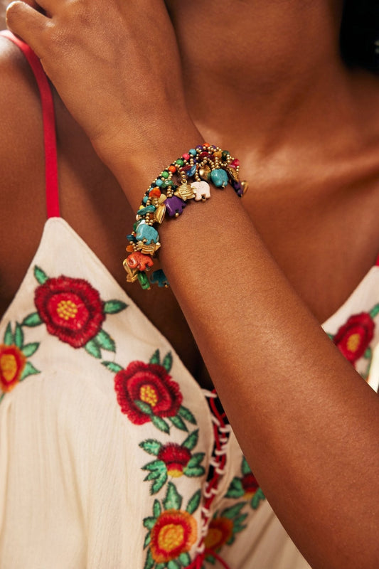 Pulsera trenzada retro de elefante 