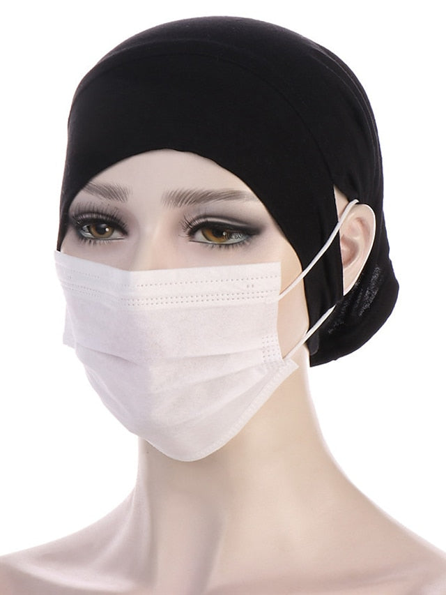 Soft Hood With Pierced Ears Inner Hijab Caps Muslim Stretch Turban Cap Islamic Underscarf Bonnet Hat Female Turbante for Women