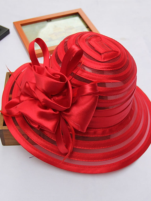 Party Hat Party Wedding Street Ruffle Solid Color Black White Hat Yellow Red  Gray Fall Winter for Women