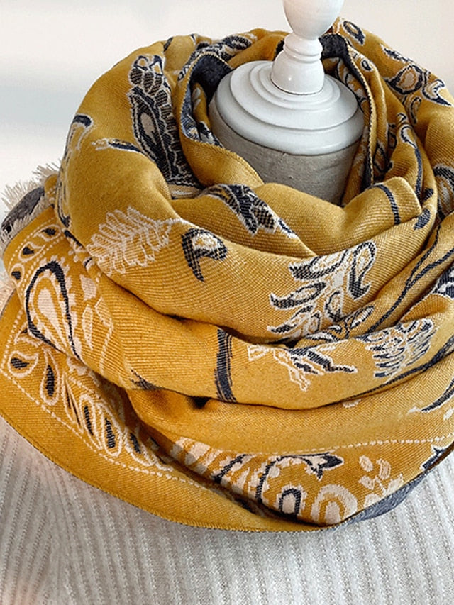 Shawls & Wraps Outdoor Dailywear Holiday Wine Red Pink Scarf Floral for Women