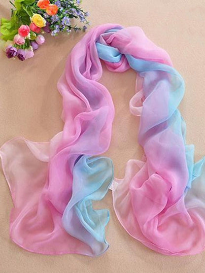 Chiffon Scarf Party Black Scarf Color Block Cute Red Blue Fall Spring for Women