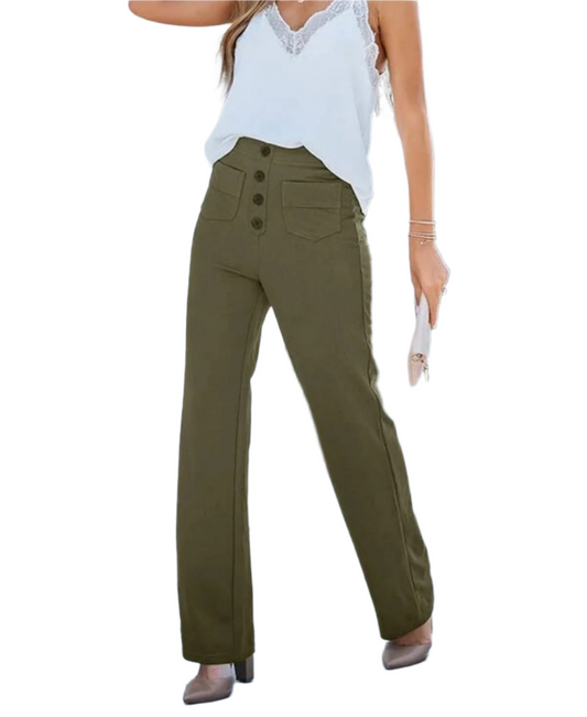 Capri - High Waist Pants - Chic/Elegant - Trendy - Great for Casual Days