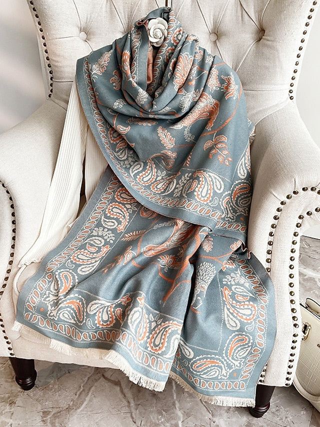 Shawls & Wraps Outdoor Dailywear Holiday Wine Red Pink Scarf Floral for Women