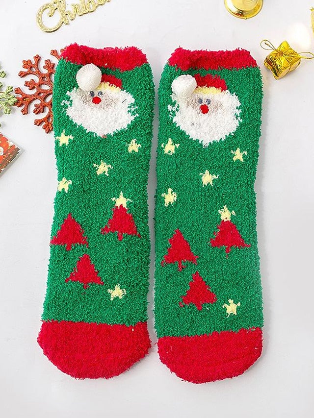 Crew Socks Party Christmas Gift Multi Color Animal Patterned Polyester Spandex Casual Classic Warm Cute 1 Pair for Women