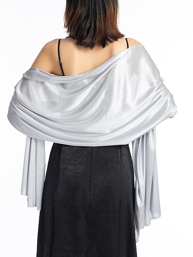 Shawls & Wraps Party Special Occasion Party Evening Silver White Blue Scarf Pure Color / Fall / Winter / Spring / Summer / Polyester for Women