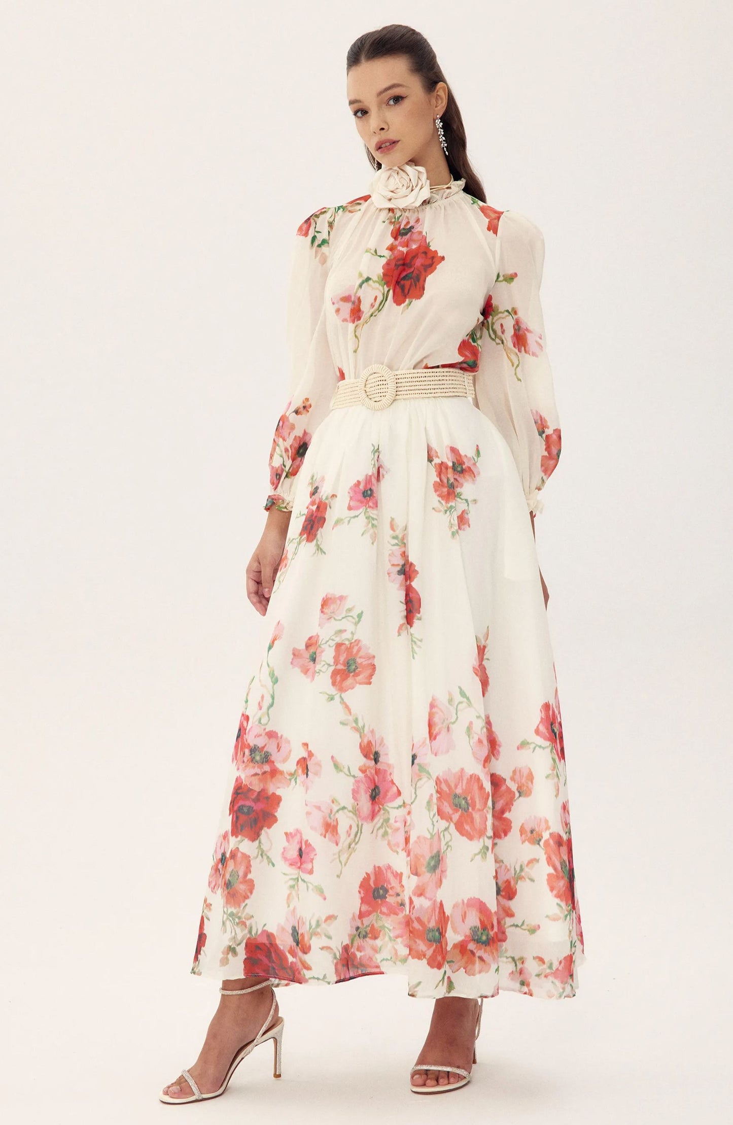 Anne Floral Printed Belted Maxi Skirt Set