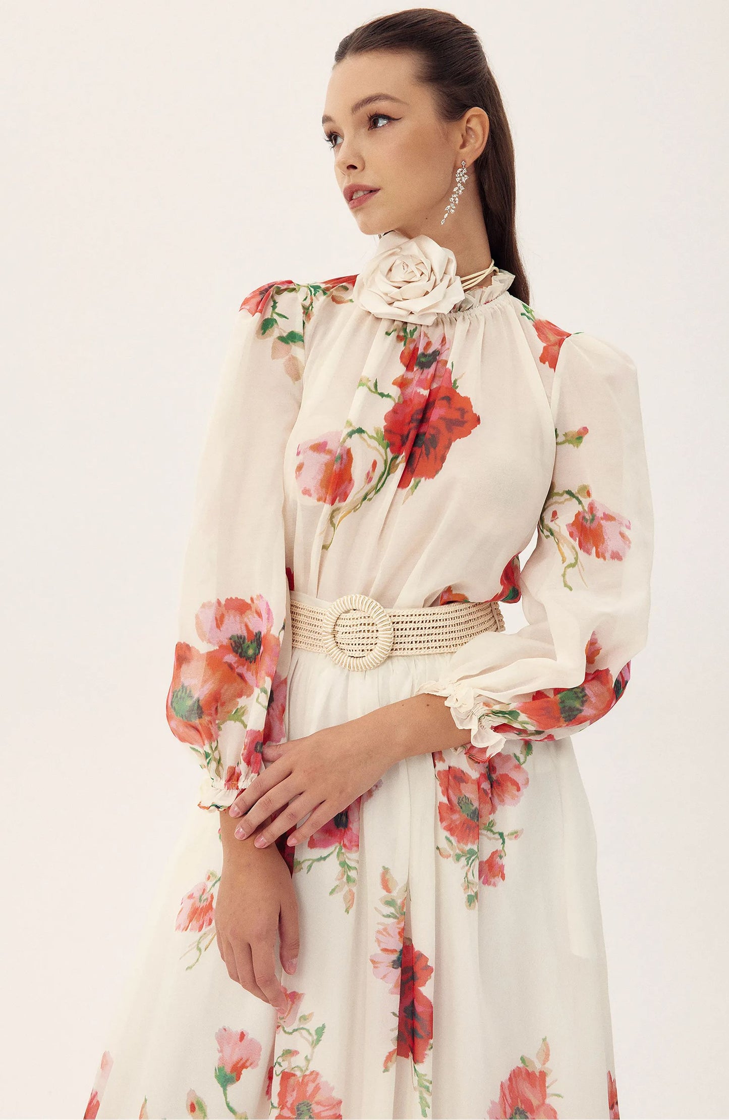 Anne Floral Printed Belted Maxi Skirt Set