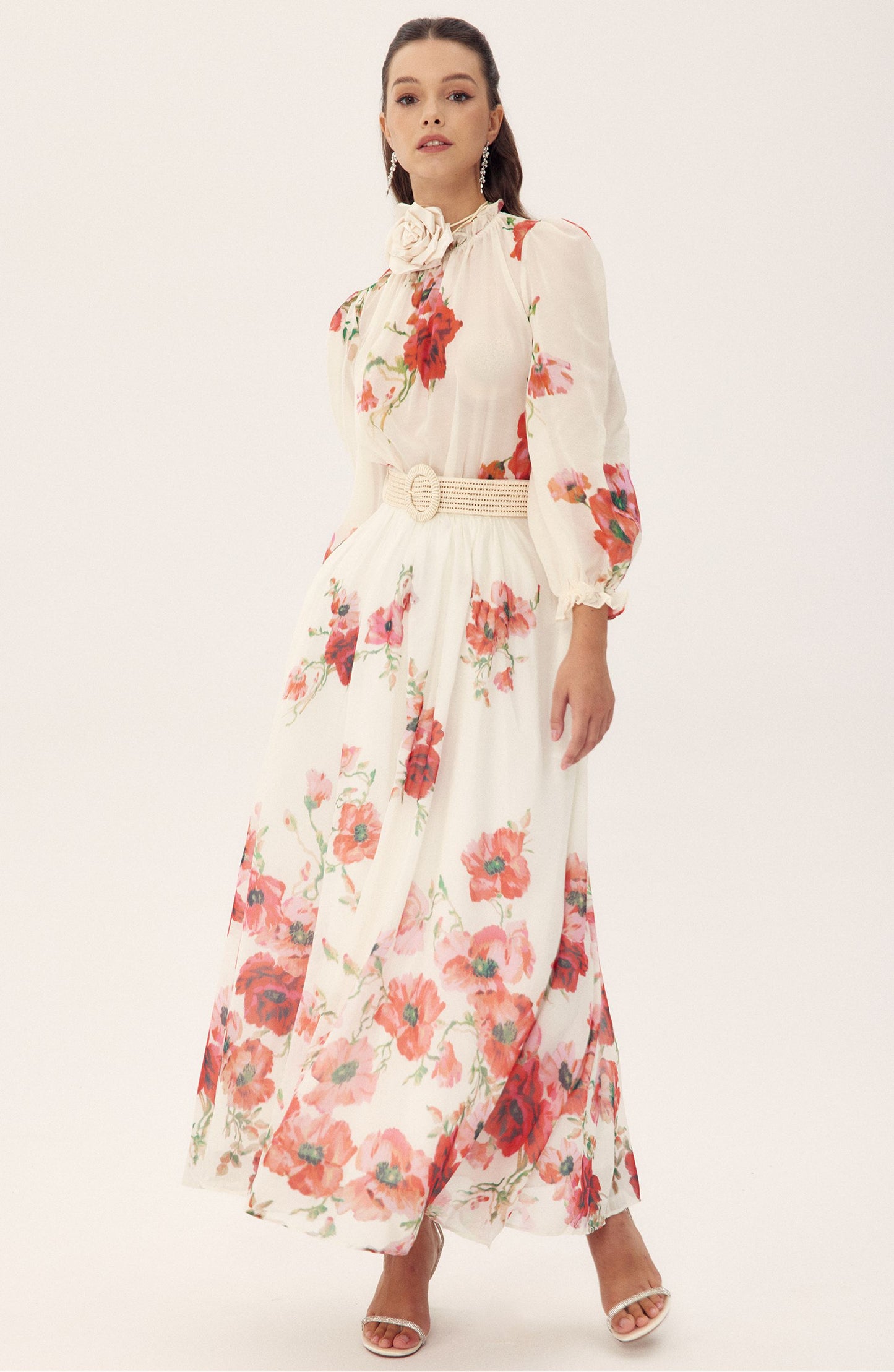 Anne Floral Printed Belted Maxi Skirt Set