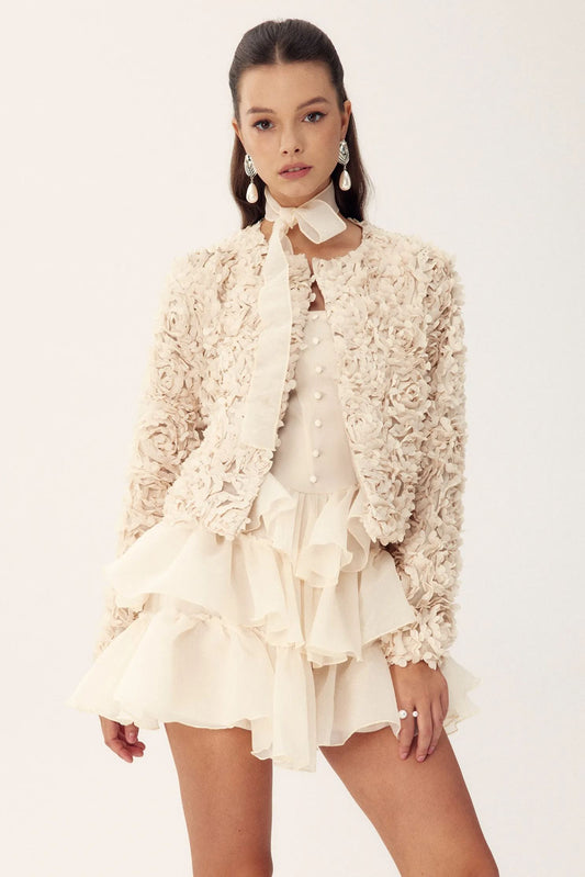 Chaqueta corta con apliques florales Alice 