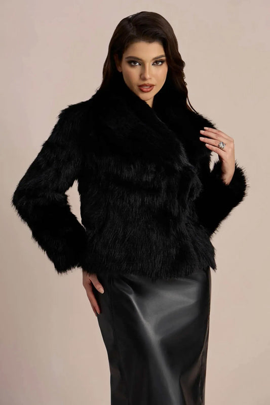 Chaqueta de piel sintética con solapa Candice 