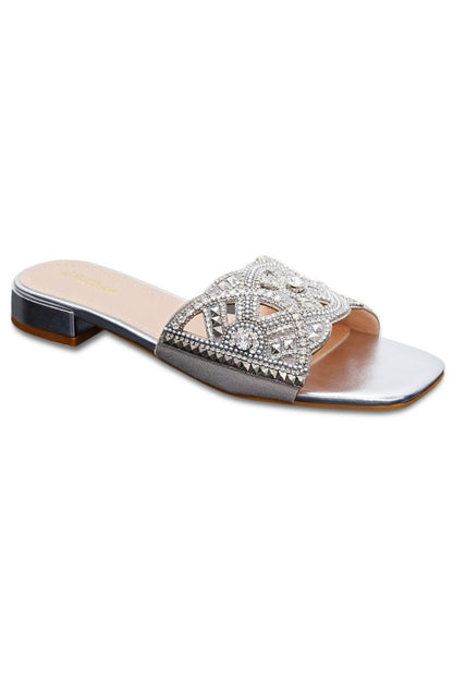 Sandalias tipo slide con diamantes adornados de Janet 