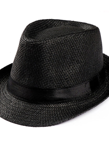 Unisex Sunhat Women Men Fashion Summer Casual Trendy Beach Sun Straw Jazz Band Hat Cowboy Fedora Hat for Women