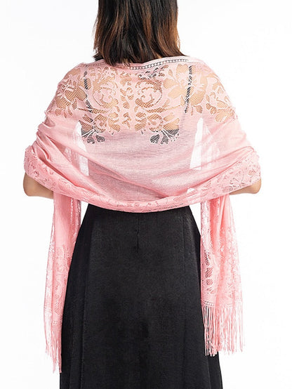 Shawls & Wraps Party Wedding Anniversary Camel Red Pink Scarf Flower / Fall / Winter / Spring / Summer / Polyester for Women