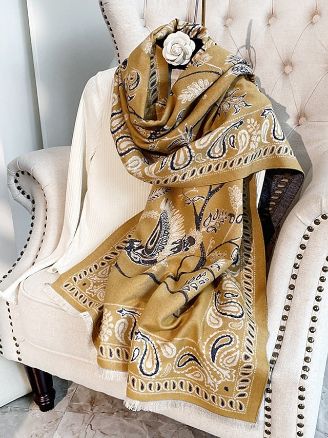 Shawls & Wraps Outdoor Dailywear Holiday Wine Red Pink Scarf Floral for Women