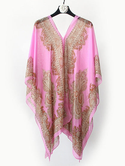 Fashion Women Scarf Shawl Poncho Printed Sunscreen Scarf Sun Protection Shawl Beach Shawl Bikini Cover Soft Comfortable for Women