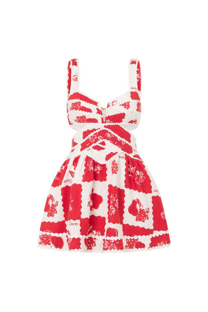 Vestido mini con aberturas y estampado Leila 