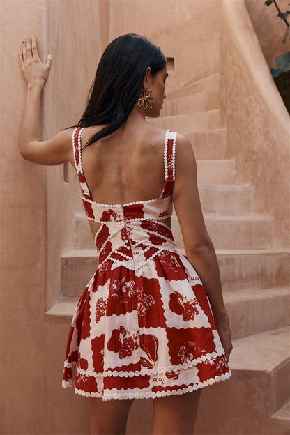 Vestido mini con aberturas y estampado Leila 