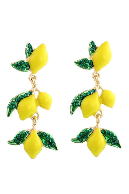 Pendientes colgantes de diamante con forma de limonero 