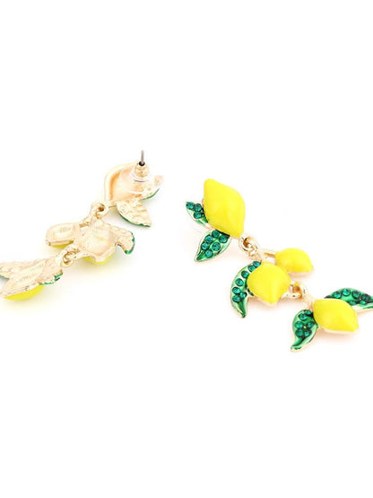 Pendientes colgantes de diamante con forma de limonero 