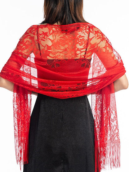 Shawls & Wraps Party Wedding Anniversary Camel Red Pink Scarf Flower / Fall / Winter / Spring / Summer / Polyester for Women