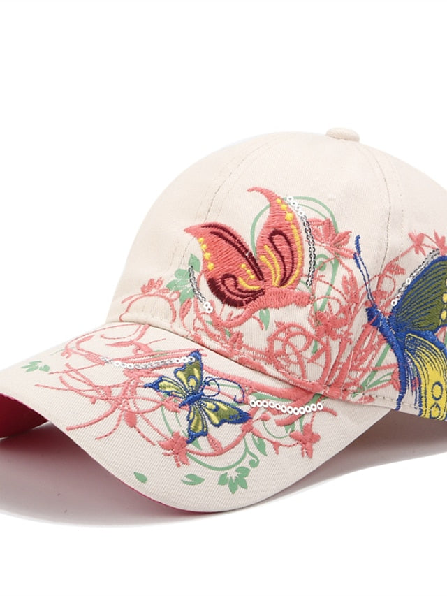 Hat Baseball Cap Black Blue Pink Outdoor Street Dailywear Embroidery Animal Embroidered Flower Windproof Comfort Breathable for Women