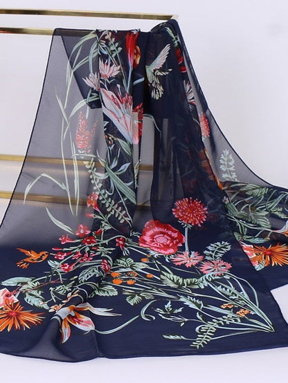 Scarves Shawl Gift Daily Holiday Flowers Chiffon Vacation Bohemia Sunscreen Outdoor Casual / Daily 1 PC for Women
