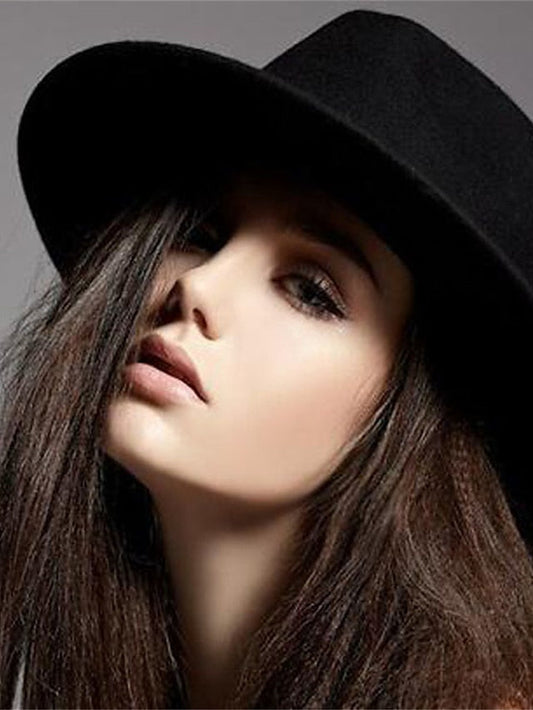 Fedora Hat Party Wedding Daily Pure Color Pure Color Wine Black Hat / Winter / Spring / Vintage for Women
