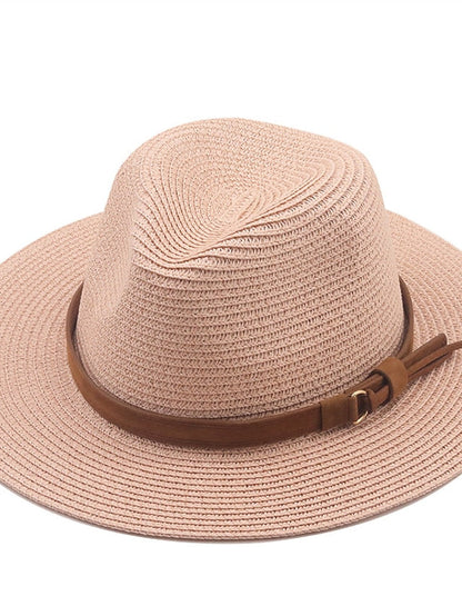New Summer Straw Sun Hat Women Wide Brim Summer Outing Sun Visor Holiday Cool Hat Seaside Beach Sunscreen Hat Lady Jazz Hat for Women