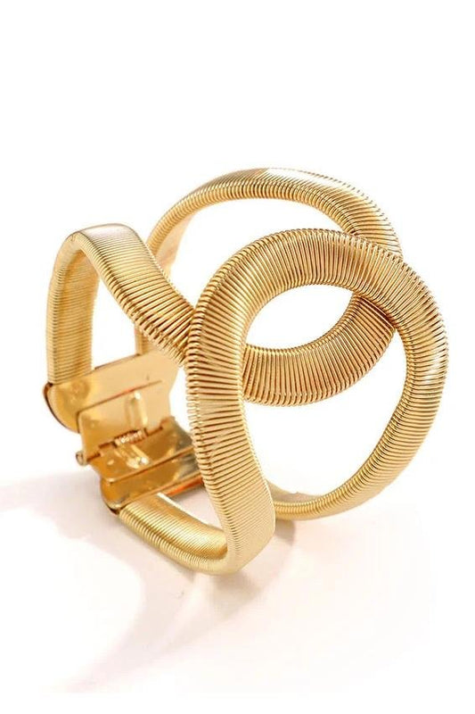 Pulsera geométrica con textura metálica 