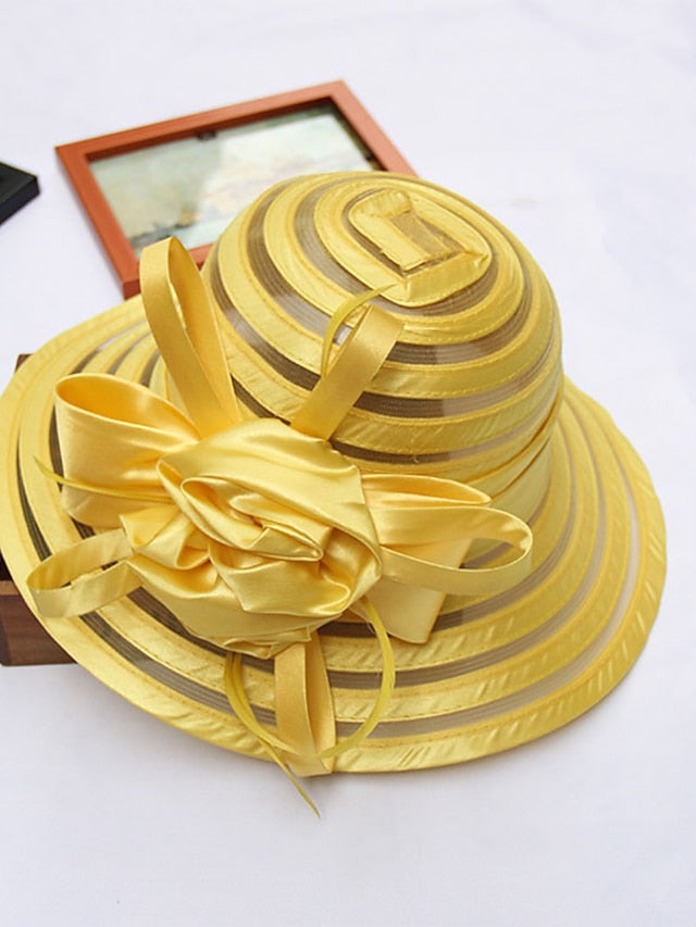 Party Hat Party Wedding Street Ruffle Solid Color Black White Hat Yellow Red  Gray Fall Winter for Women