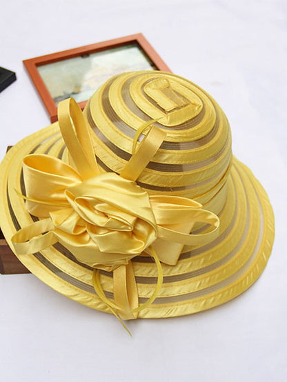 Party Hat Party Wedding Street Ruffle Solid Color Black White Hat Yellow Red  Gray Fall Winter for Women