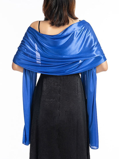 Shawls & Wraps Party Special Occasion Party Evening Silver White Blue Scarf Pure Color / Fall / Winter / Spring / Summer / Polyester for Women