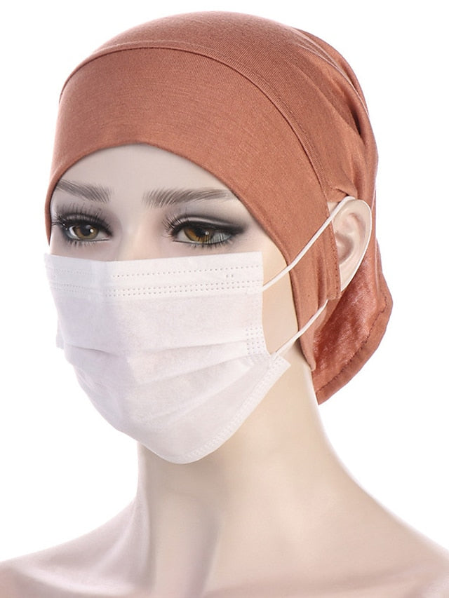 Soft Hood With Pierced Ears Inner Hijab Caps Muslim Stretch Turban Cap Islamic Underscarf Bonnet Hat Female Turbante for Women