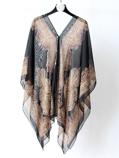 Fashion Women Scarf Shawl Poncho Printed Sunscreen Scarf Sun Protection Shawl Beach Shawl Bikini Cover Soft Comfortable for Women