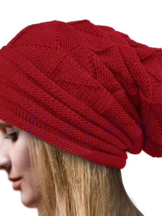 Hat Beanie / Slouchy Black Khaki Dark Gray Outdoor Street Dailywear Knit Pure Color Portable Windproof Comfort for Women