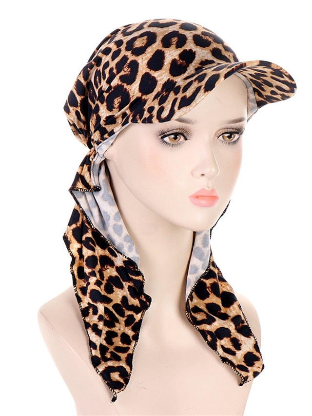 Camouflage Leopard Print Muslim Hijab Turban Hat for Women Girls Baseball Cap Sun Hats Headscarf Scarf Cap Solid Color Fashion Women Soft scarves for Women