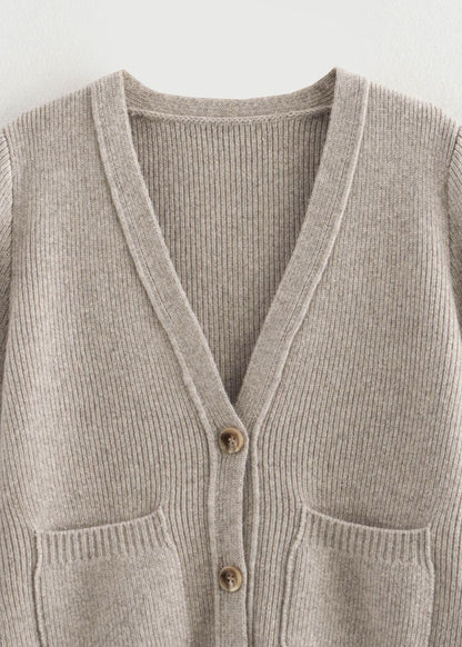 Heatherwood - Ribbed Knit V-Neck Cardigan