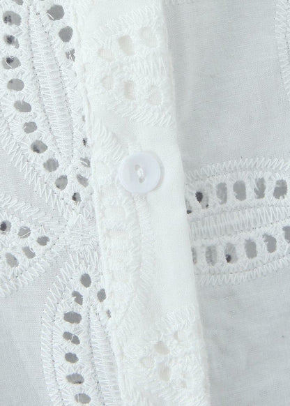 Sunlace - Embroidered Cotton Shirt and Skirt Set