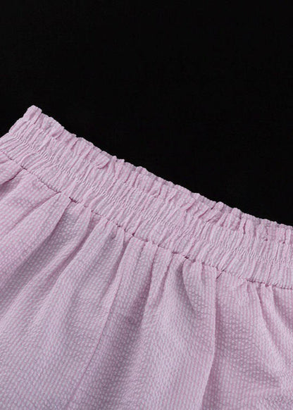 Ruffle Charm - Striped Button-Up Top & Shorts Set