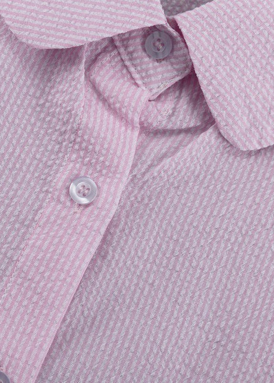 Ruffle Charm - Striped Button-Up Top & Shorts Set