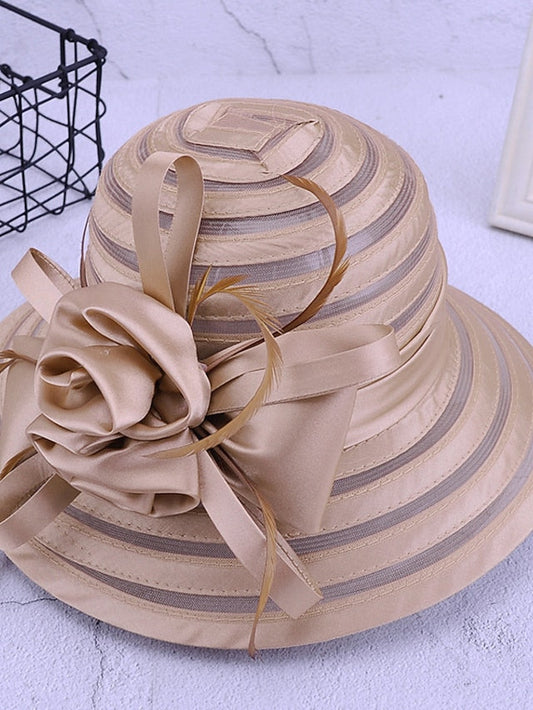 Hat Party Hat Silver Black Purple Wedding Party Outdoor Flower Solid Color Portable Sun Protection Breathable for Women