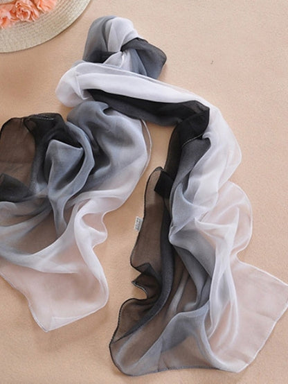 Chiffon Scarf Party Black Scarf Color Block Cute Red Blue Fall Spring for Women