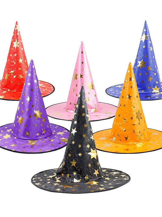 Halloween Witch Hat Masquerade Party Star Hat Children's Headwear Witch Sorcerer Pointed Hat Retro Nordic Style Floppy Hat Durags Party / Evening for Women