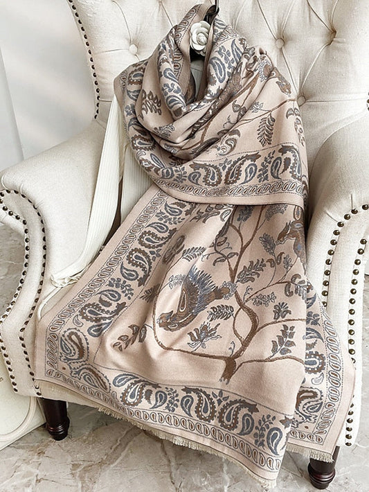 Shawls & Wraps Outdoor Dailywear Holiday Wine Red Pink Scarf Floral for Women