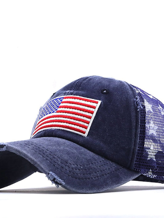 New American Flag Mesh Baseball Cap Trucker Hat Vintage Outdoor Breathable Sport Snapback Cap Hats for Women Men for Women