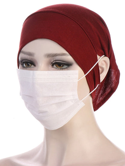 Soft Hood With Pierced Ears Inner Hijab Caps Muslim Stretch Turban Cap Islamic Underscarf Bonnet Hat Female Turbante for Women
